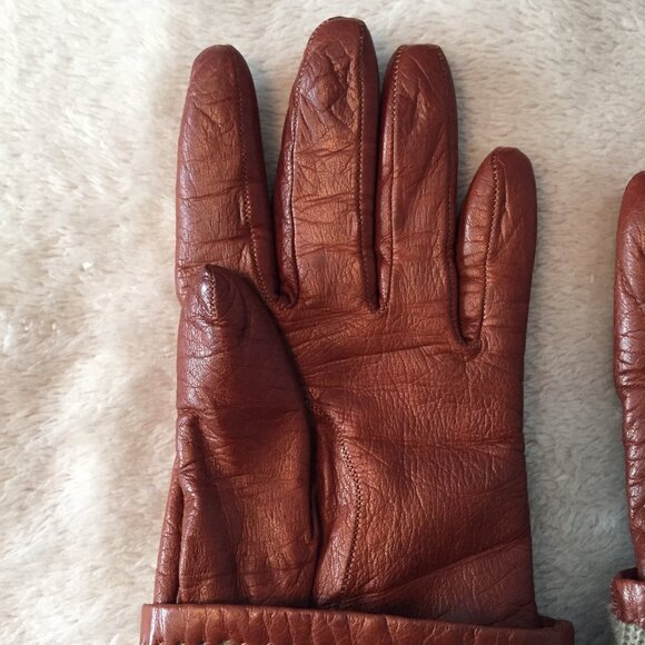 Brown leather gloves sz 6 - Picture 7 of 10